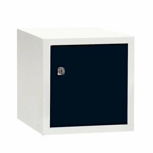 Box na osobní věci CUBE, uzamykatelný, 270x270x350 mm, bílá/černé dveře
