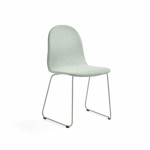 Židle GANDER, ližinová podnož, polstrovaná, zelenošedá