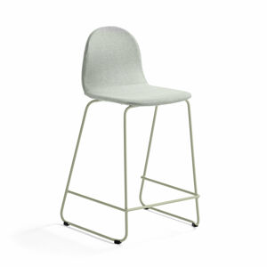 Barová židle GANDER, výška sedáku 630 mm, polstrovaná, zelenošedá
