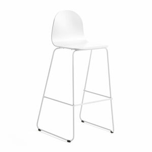 Barová židle GANDER, výška sedáku 790 mm, lakovaná skořepina, bílá