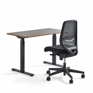 Nábytková sestava NOVUS + MARLOW, 1 jílově šedý stůl a 1 kancelářská židle