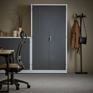 Kancelářská skříň STYLE, 1900x1000x400 mm, bílá, tmavě šedé dveře