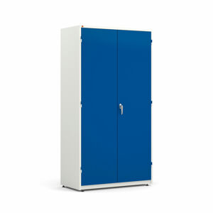 Kovová skříň SPIRIT, 1900x1020x500 mm, bílá, modré dveře