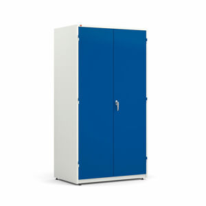 Kovová skříň SPIRIT, 1900x1020x635 mm, bílá, modré dveře