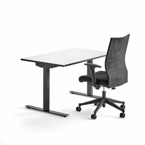 Kancelářská sestava NOMAD + MILTON, výškově nastavitelný stůl + kancelářská židle