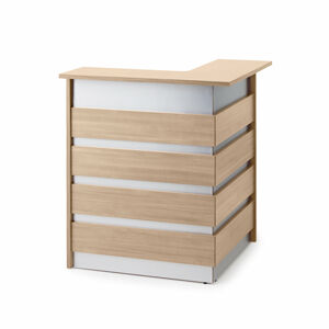 Recepční pult INVITE, rohový, pravý, 1000x1000x1150 mm, dub