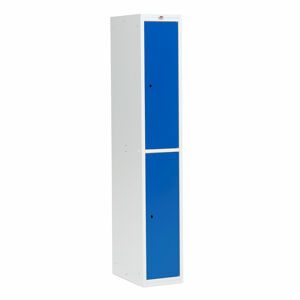 Šatní skříňka COACH, nesmontovaná, 1 sekce, 2 dveře, šedá, modré dveře