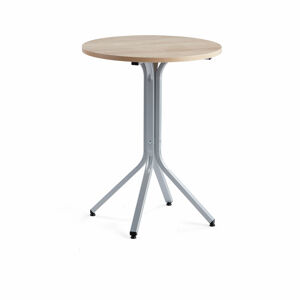 Stůl VARIOUS, Ø700 mm, výška 900 mm, stříbrná, dub