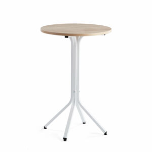 Stůl VARIOUS, Ø700 mm, výška 1050 mm, bílá, dub