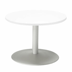 Konferenční stolek MONTY, Ø700 mm, bílá/hliníkově šedá