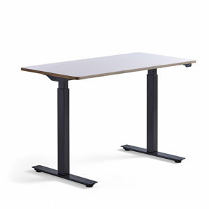 Výškově nastavitelný stůl NOVUS, 1200x600 mm, černá podnož, bílá deska