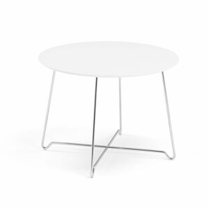Konferenční stolek IRIS, Ø700 mm, chrom, bílá deska