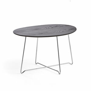 Konferenční stolek IRIS, oválný, 870x670 mm, chrom, černý dub