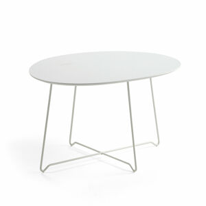 Konferenční stolek IRIS, oválný, 870x670 mm, bílá, bílá deska