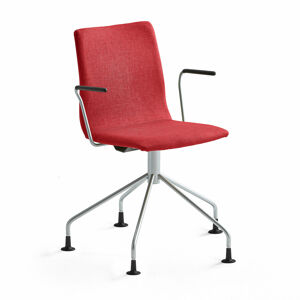 Konferenční židle OTTAWA, s područkami, podnož pavouk, červená, šedý rám