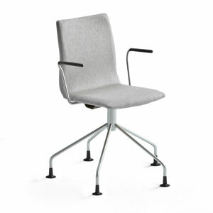 Konferenční židle OTTAWA, s područkami, podnož pavouk, stříbrně šedý potah, šedá