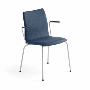 Konferenční židle OTTAWA, s područkami, modrý potah, šedá