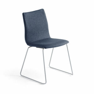 Konferenční židle OTTAWA, ližinová podnož, modrý potah, šedá