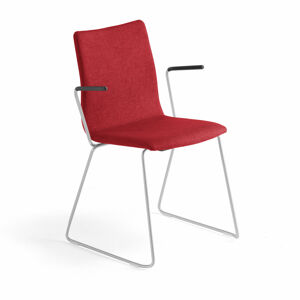 Konferenční židle OTTAWA, s područkami, červený potah, šedá