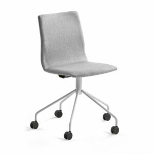 Konferenční židle OTTAWA, s kolečky, stříbrně šedý potah, bílá
