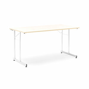 Skládací stůl CLAIRE, 1400x700 mm, bříza, chrom