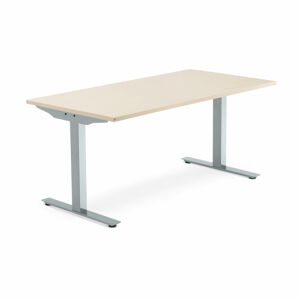 Psací stůl MODULUS, T-nohy, 1600x800 mm, stříbrný rám, bříza