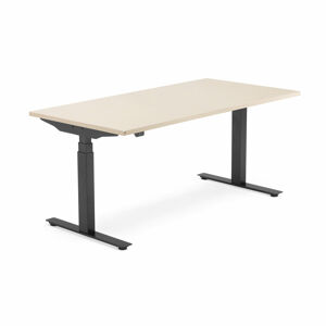 Výškově nastavitelný stůl MODULUS, 1600x800 mm, černý rám, bříza