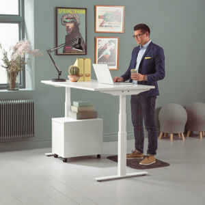 Výškově nastavitelný stůl MODULUS, 1600x800 mm, bílý rám, bílá