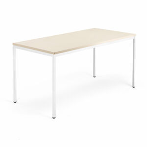 Psací stůl QBUS, 4 nohy, 1600x800 mm, bílý rám, bříza