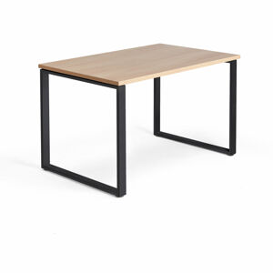 Psací stůl QBUS, O-podnož, 1200x800 mm, černý rám, dub