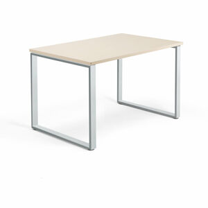 Psací stůl QBUS, O-podnož, 1200x800 mm, stříbrný rám, bříza