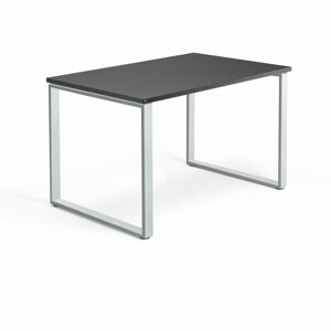Psací stůl QBUS, O-podnož, 1200x800 mm, stříbrný rám, černá