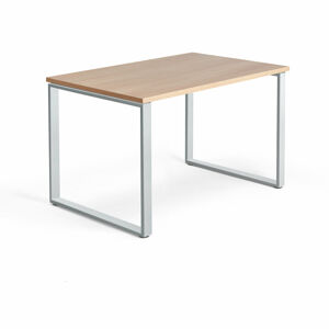 Psací stůl QBUS, O-podnož, 1200x800 mm, stříbrný rám, dub