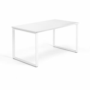 Psací stůl QBUS, O-podnož, 1400x800 mm, bílý rám, bílá