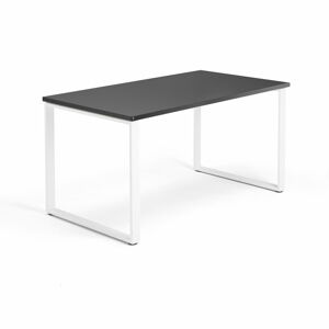 Psací stůl QBUS, O-podnož, 1400x800 mm, bílý rám, černá
