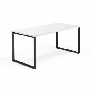 Psací stůl QBUS, O-podnož, 1600x800 mm, černý rám, bílá