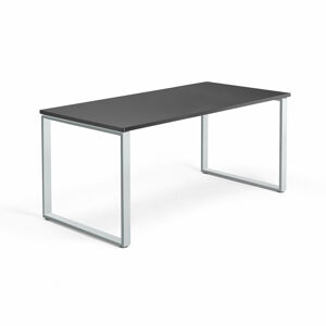 Psací stůl QBUS, O-podnož, 1600x800 mm, stříbrný rám, černá