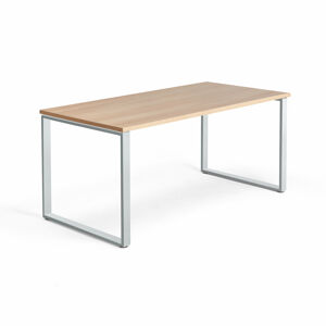 Psací stůl QBUS, O-podnož, 1600x800 mm, stříbrný rám, dub