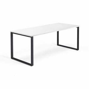 Psací stůl QBUS, O-podnož, 1800x800 mm, černý rám, bílá