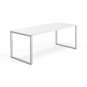 Psací stůl QBUS, O-podnož, 1800x800 mm, stříbrný rám, bílá
