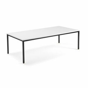 Jednací stůl MODULUS, 2400x1200 mm, pevná výška, černý rám, bílá