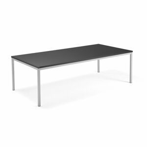 Jednací stůl MODULUS, 2400x1200 mm, 4 nohy, stříbrný rám, černá