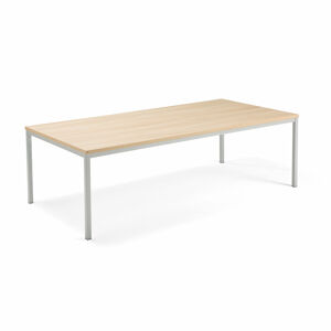 Jednací stůl MODULUS, 2400x1200 mm, pevná výška, stříbrný rám, dub