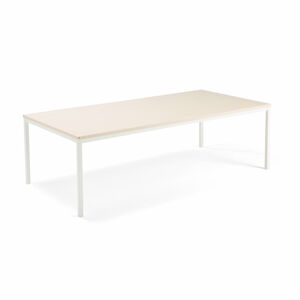 Jednací stůl MODULUS, 2400x1200 mm, pevná výška, bílý rám, bříza