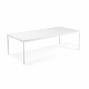 Jednací stůl MODULUS, 2400x1200 mm, pevná výška, bílý rám, bílá