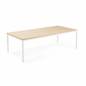 Jednací stůl MODULUS, 2400x1200 mm, pevná výška, bílý rám, dub