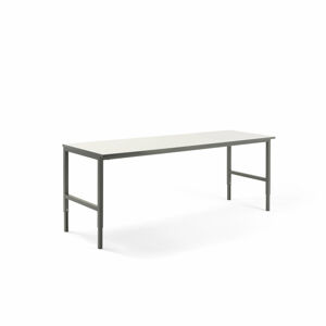 Pracovní stůl CARGO, 2400x750 mm, bílá laminátová deska, šedý rám