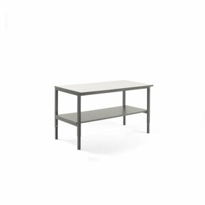 Pracovní stůl CARGO, se spodní policí, 1600x750 mm, bílá deska, šedý rám