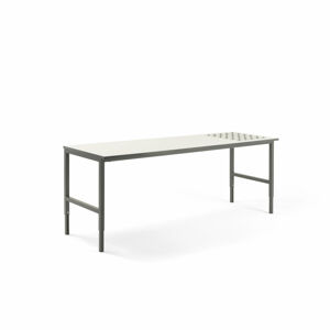 Pracovní stůl CARGO, s kuličkami, 2400x750 mm, bílá deska, šedý rám
