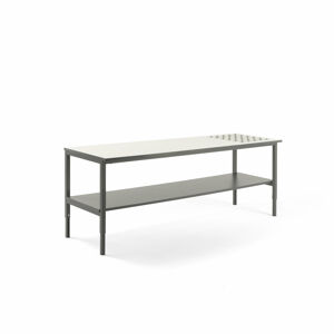 Pracovní stůl CARGO, s kuličkami a spodní policí, 2000x750 mm, bílá deska, šedý